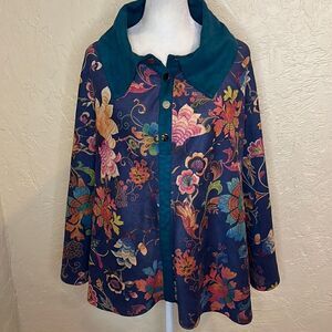 Jayley Collection Faux Suede Floral Snap Smock, OS!